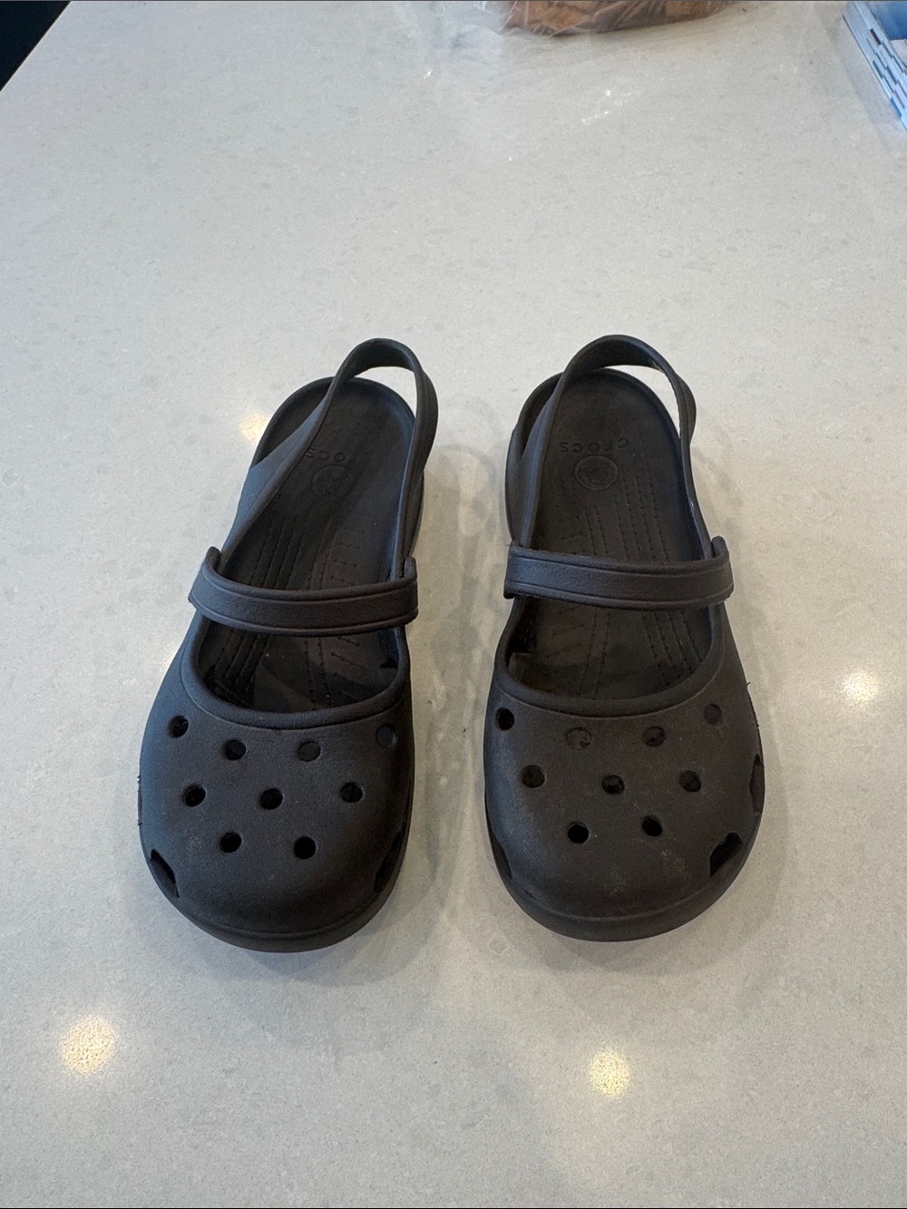 CROCS Black Mary Jane-Style Slingback Sandals